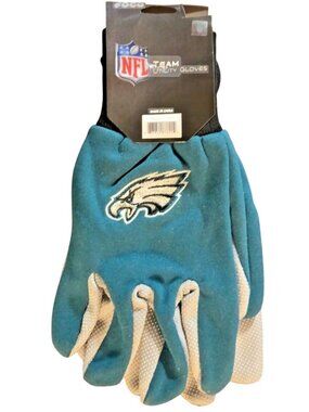 NFL Philadelphia Eagles Team Logo Utility Gloves By FOCO Teal & Gray 1 Size NWT
